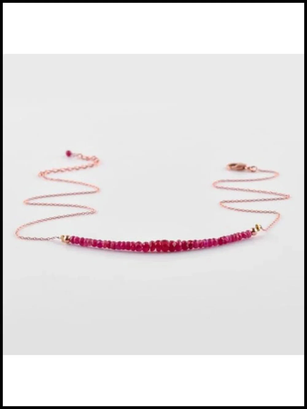 Natural Ruby Necklace 14K Rose Gold Plated 925 Sterling Silver Handmade